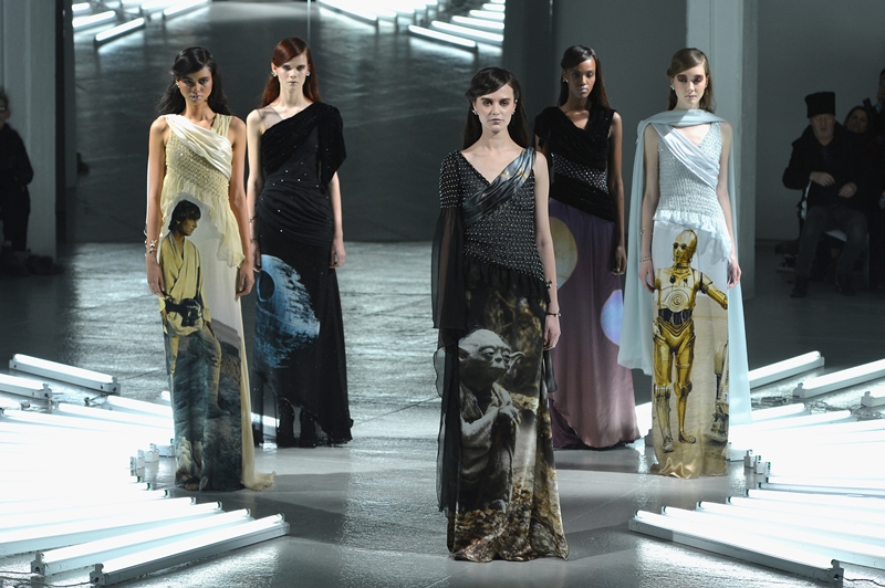 A model walks the runway at the Rodarte fashion show during Mercedes-Benz Fashion Week Fall 2014 at Center 548 on February 11, 2014 in New York City.